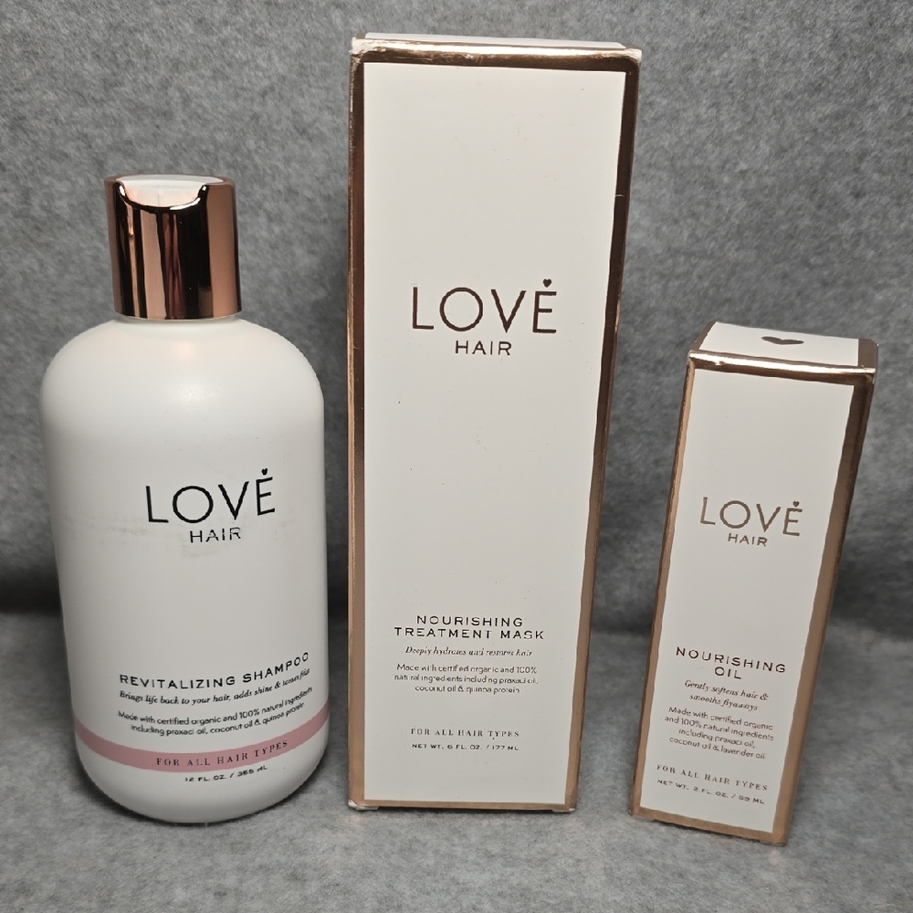 Love Hair Revitalizing Shampoo Nourishing Oil and Treatment Mask Set